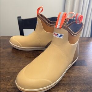 XTRATUF Men’s  Tan Ankle Boots with Orange Accents